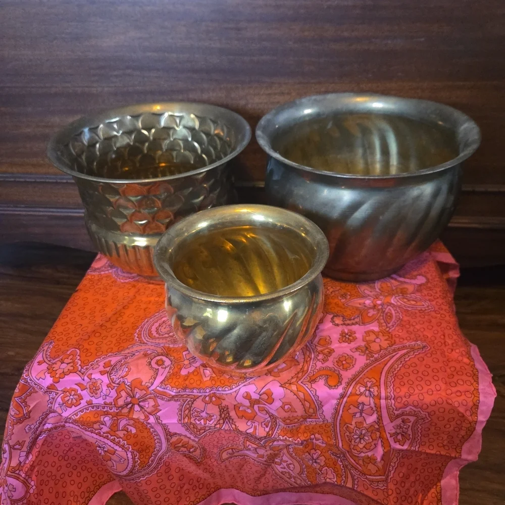 MCM Vintage Elegant Brass 3 Bowl Lot